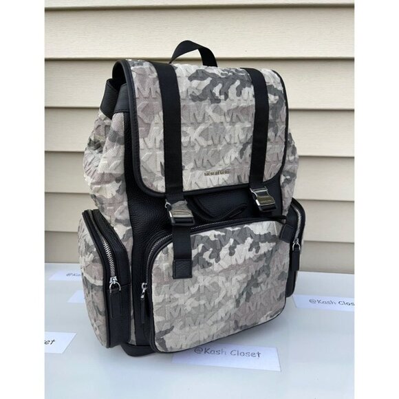 Michael Kors Backpack Cooper Logo Denim Backpack Utility Rucksack Black - Picture 1 of 12